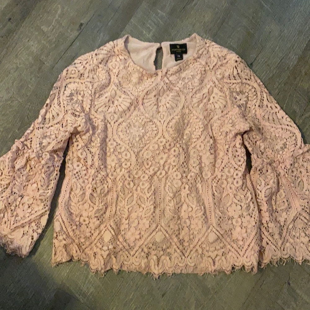 Lace blouse with bell sleeves